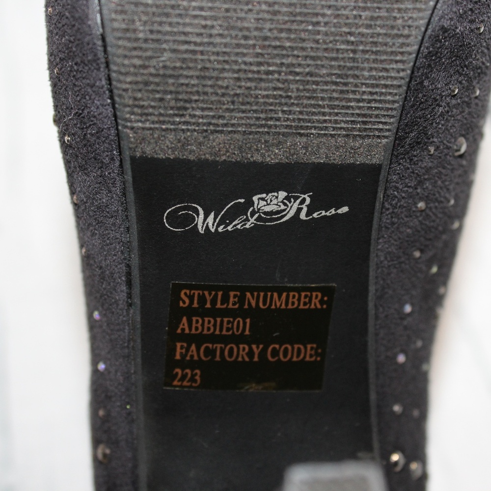 Wild Rose Black Bejeweled Open Toe Ankle Booties - Picture 7 of 8